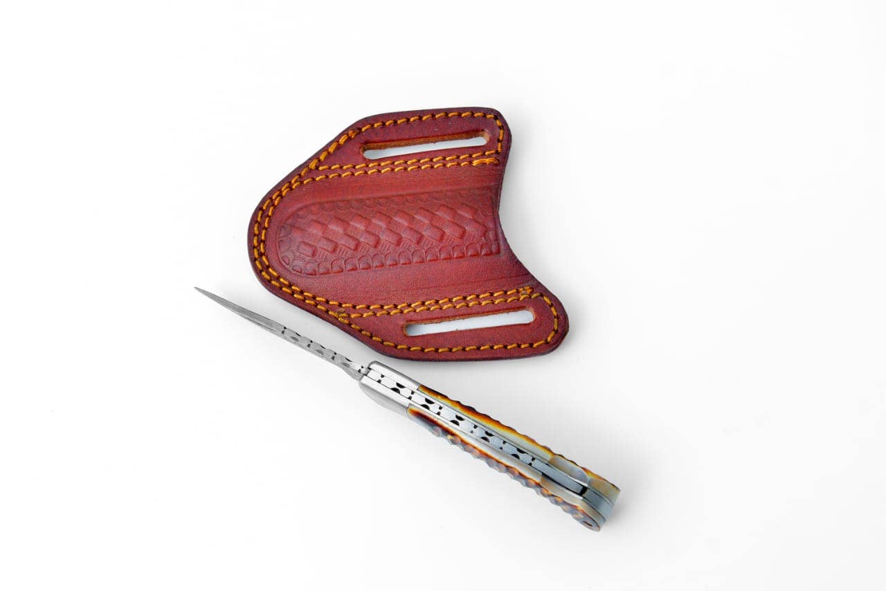 Stag Horn Cut Handle Damascus Folder