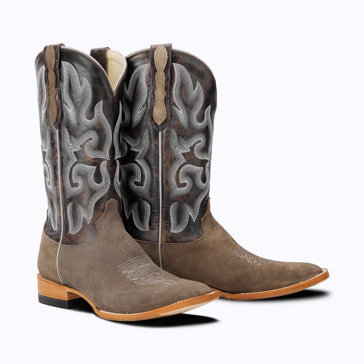 Worth Gray Roughout Cowboy Boot Medium Square Toe Western Men's