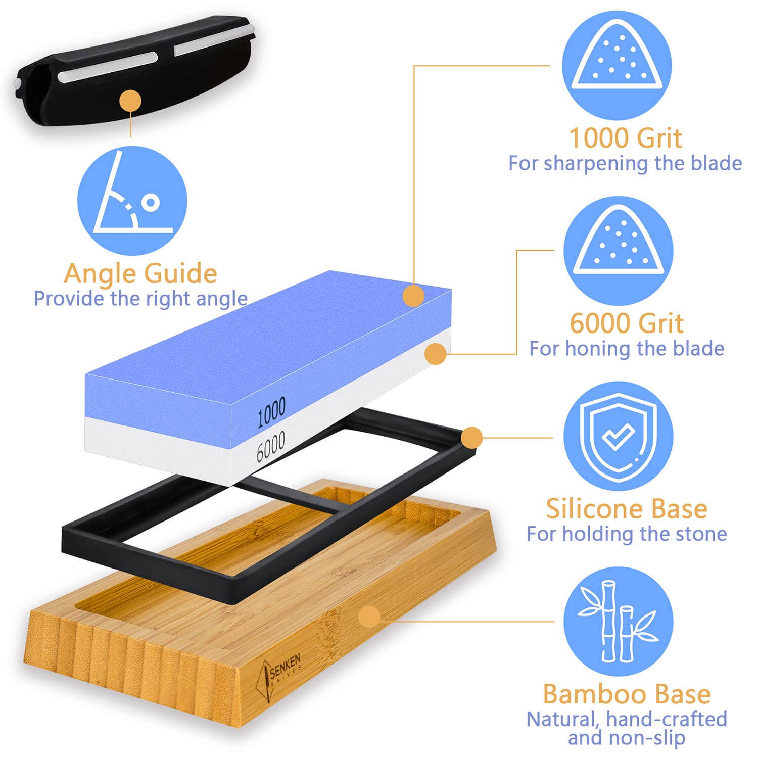 1000 / 6000 Grit Japanese Whetstone,  Knife Sharpening Stone