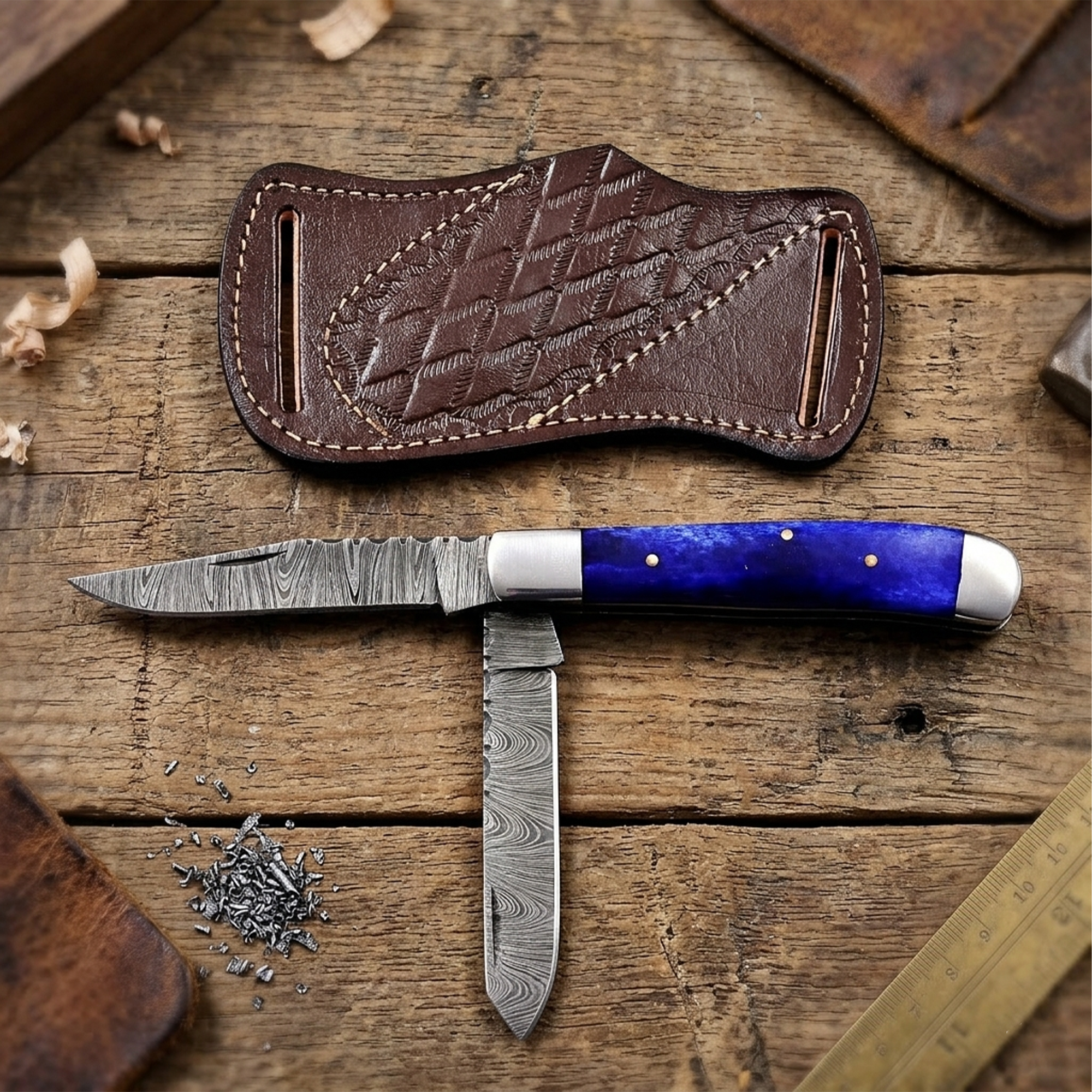 7.5” blue handle folding knife