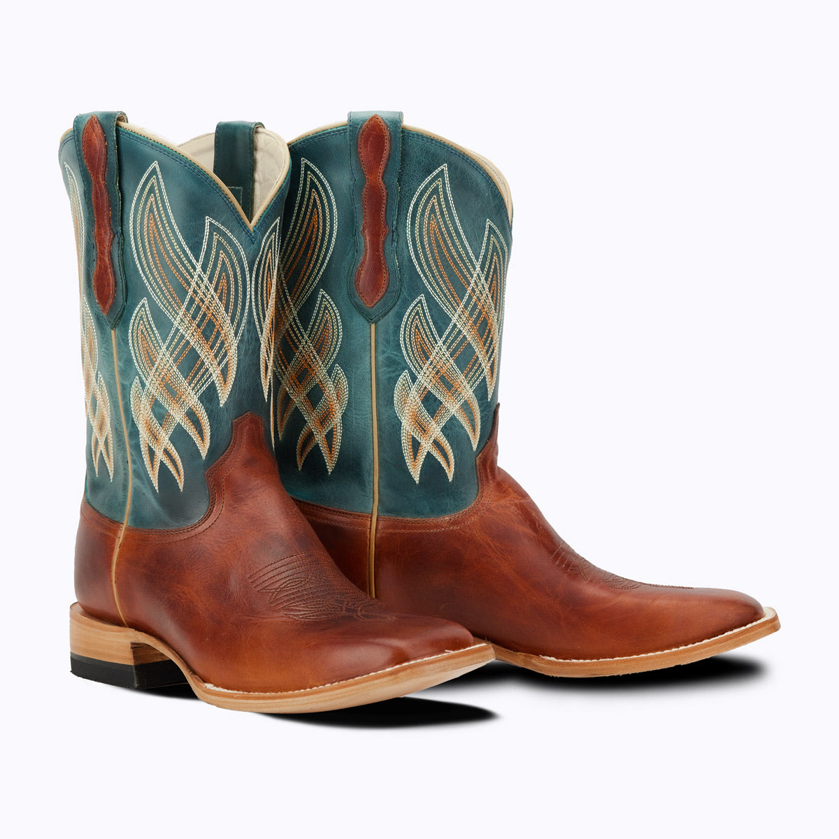 Cisco Tan Stitch Cowboy Boot Medium Square Toe Western Men's