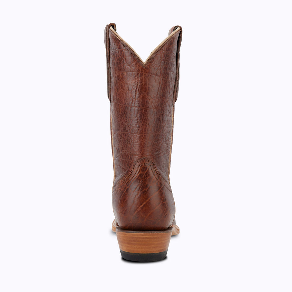 Square Toe Cowboy Suede Boots Cognac